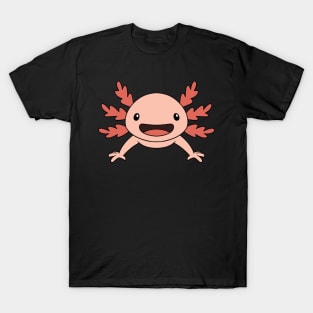 Axolotl Friends Swimming Together Pattern in Pink and Blue T-Shirt